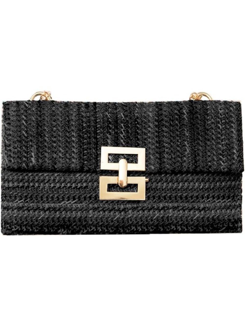 Women’s Black1 Straw Woven Clutch Purse Crossbody Evening Wedding Handbag